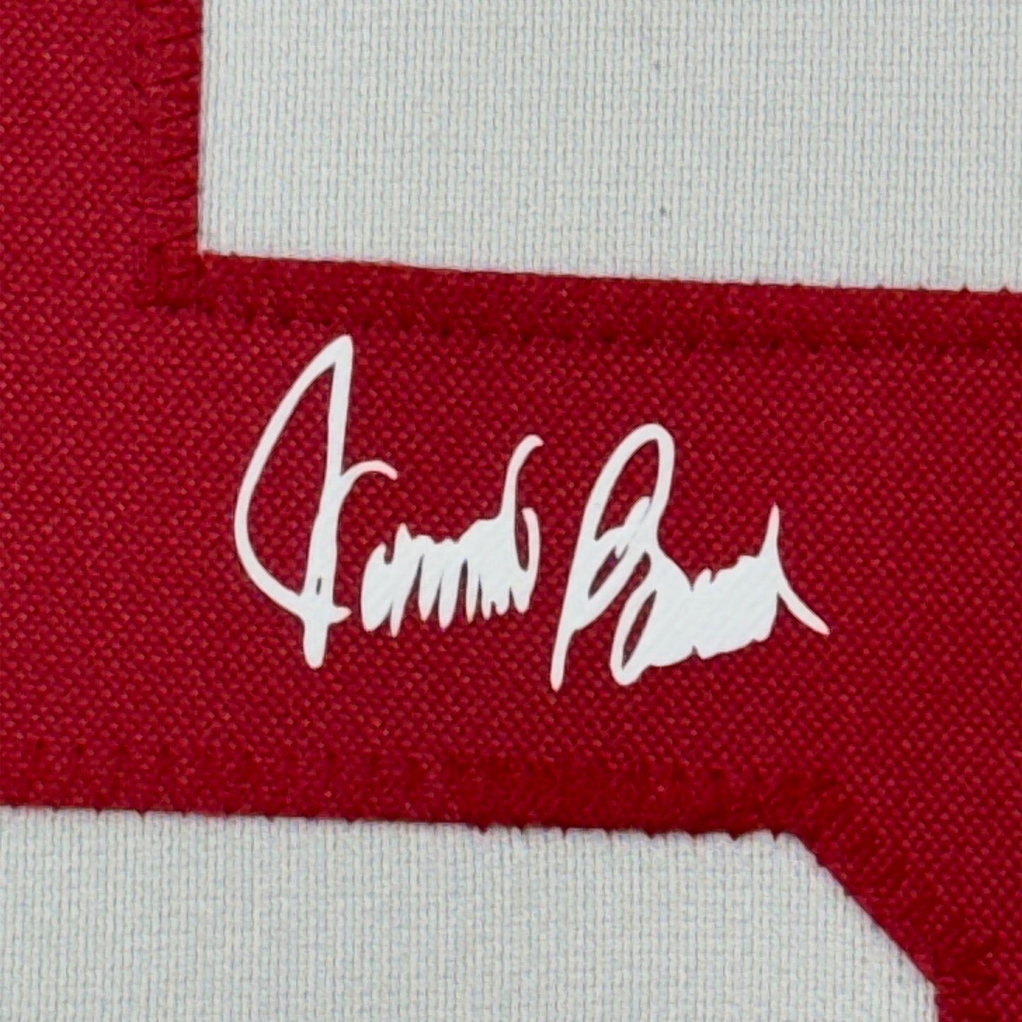 Framed Facsimile Autographed Johnny Bench 35x39 Cincinnati White Reprint Laser Auto Baseball Jersey