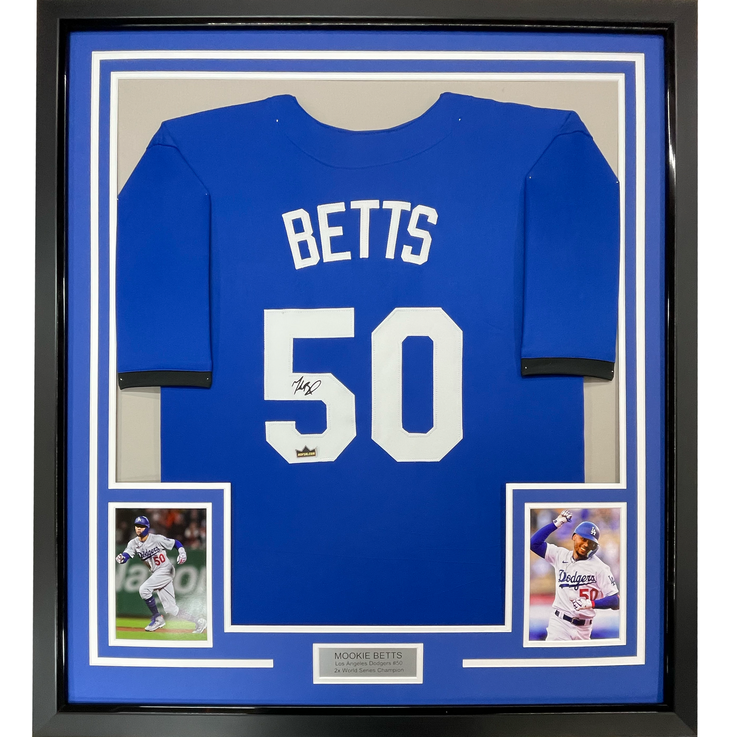Framed Facsimile Autographed Mookie Betts 35x39 Los Angeles LA Blue Reprint Laser Auto Baseball Jersey