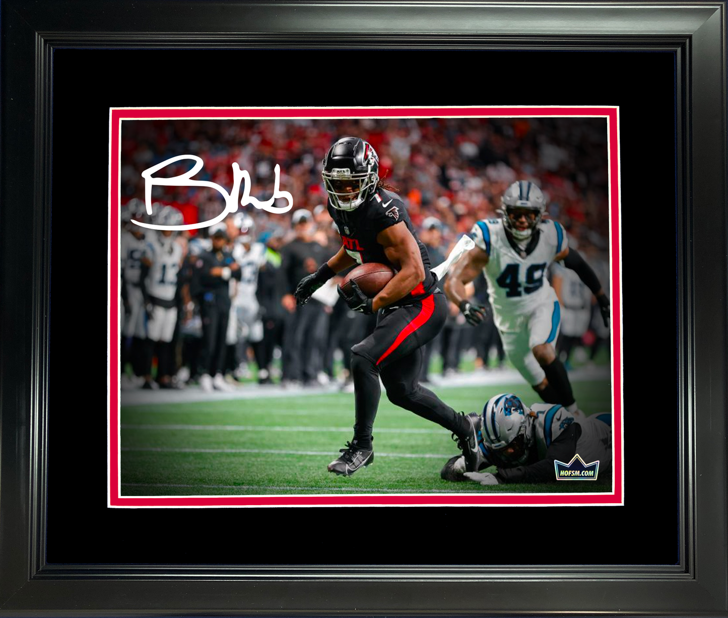Framed Bijan Robinson Atlanta Falcons Facsimile Laser Engraved Signature Auto 11"x14" Football Photo HOFSM Holo