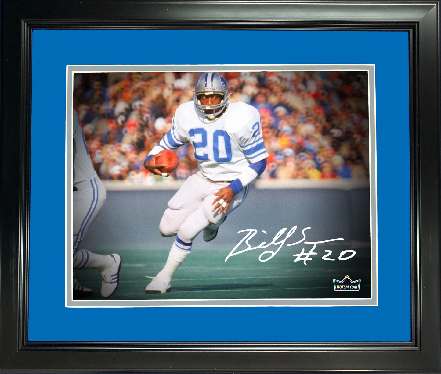 Framed Billy Sims Detroit Lions Facsimile Laser Engraved Signature Auto 11"x14" Football Photo HOFSM Holo