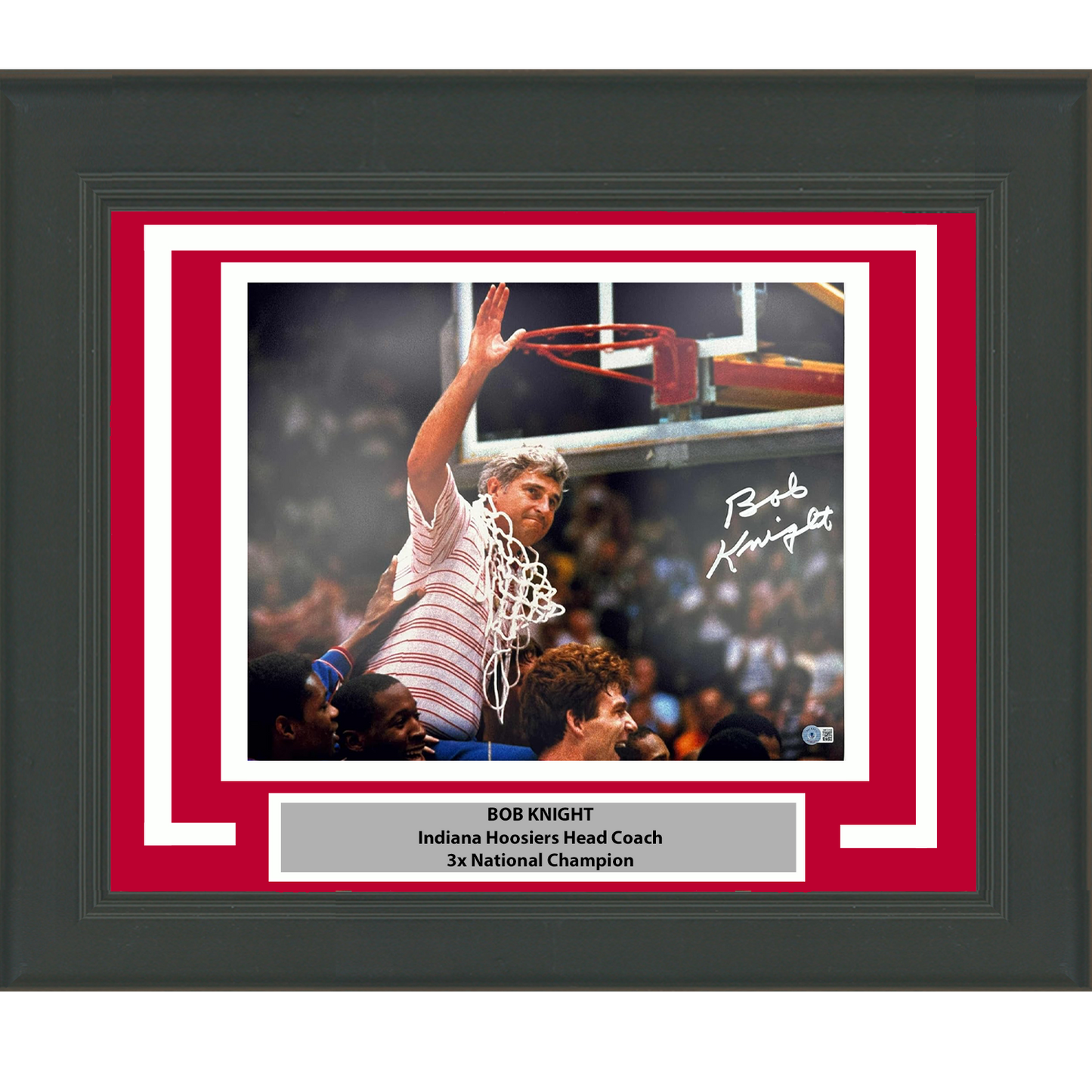 Framed Autographed/Signed Bobby Bob Knight Net Indiana Hoosiers 16x20 College Basketball Photo Beckett BAS COA