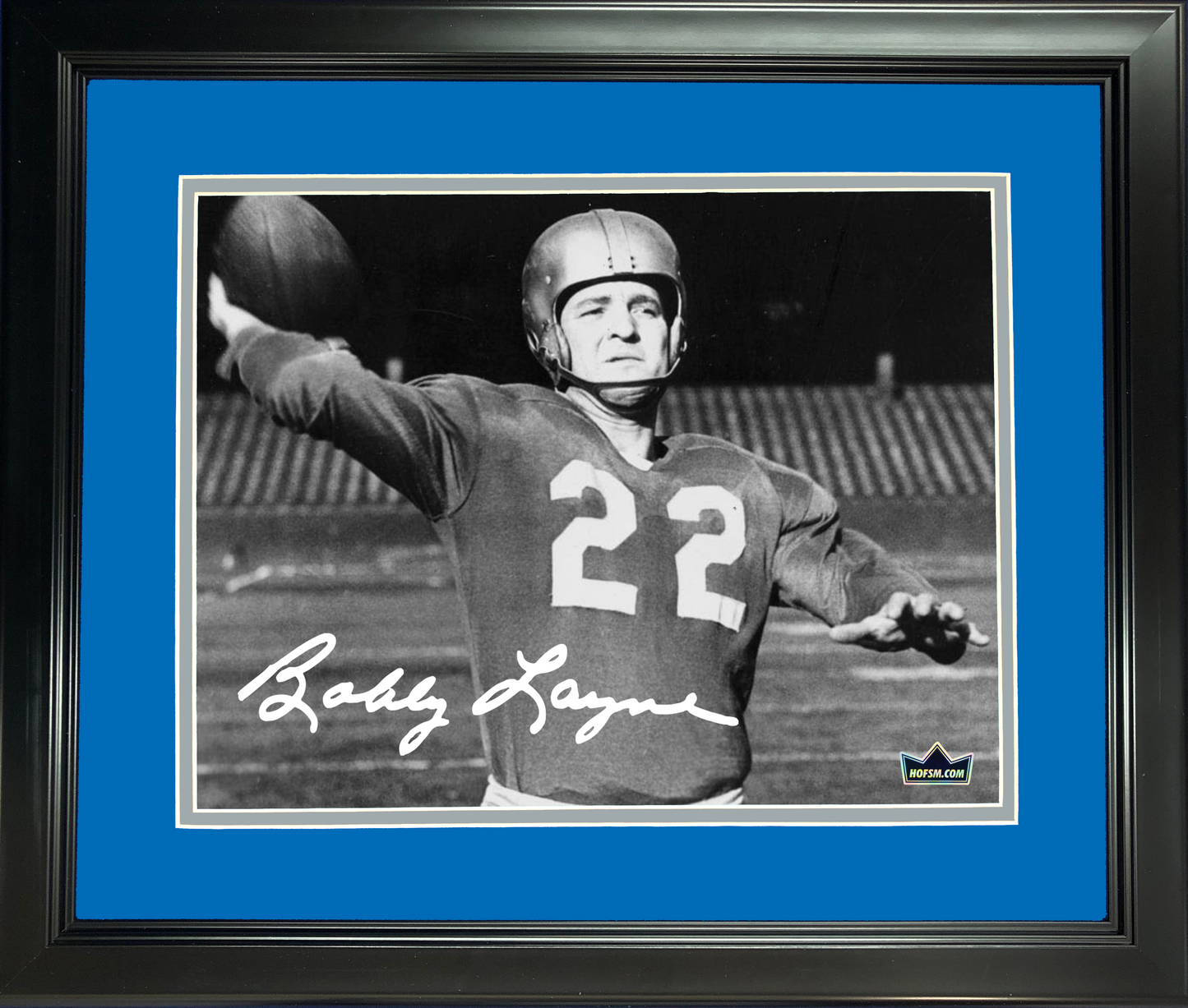 Framed Bobby Layne Detroit Lions Facsimile Laser Engraved Signature Auto 11"x14" Football Photo HOFSM Holo