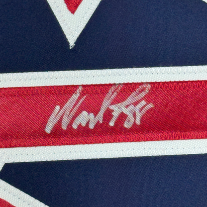 Framed Autographed/Signed Wade Boggs 35x39 Boston Blue Baseball Jersey Beckett BAS COA