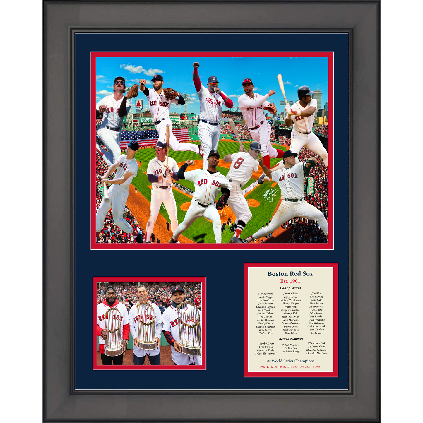 Framed Boston Red Sox All-Time Greats 11"x14" Baseball Three Photo Collage