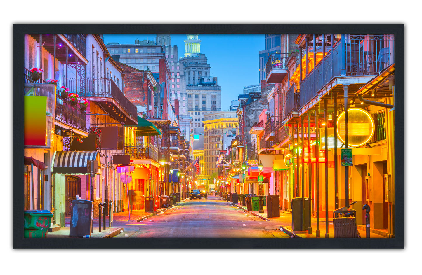 Professionally Framed Bourbon Street New Orleans Louisiana Skyline High-Resolution Panoramic Photo 12x22 Wall Art
