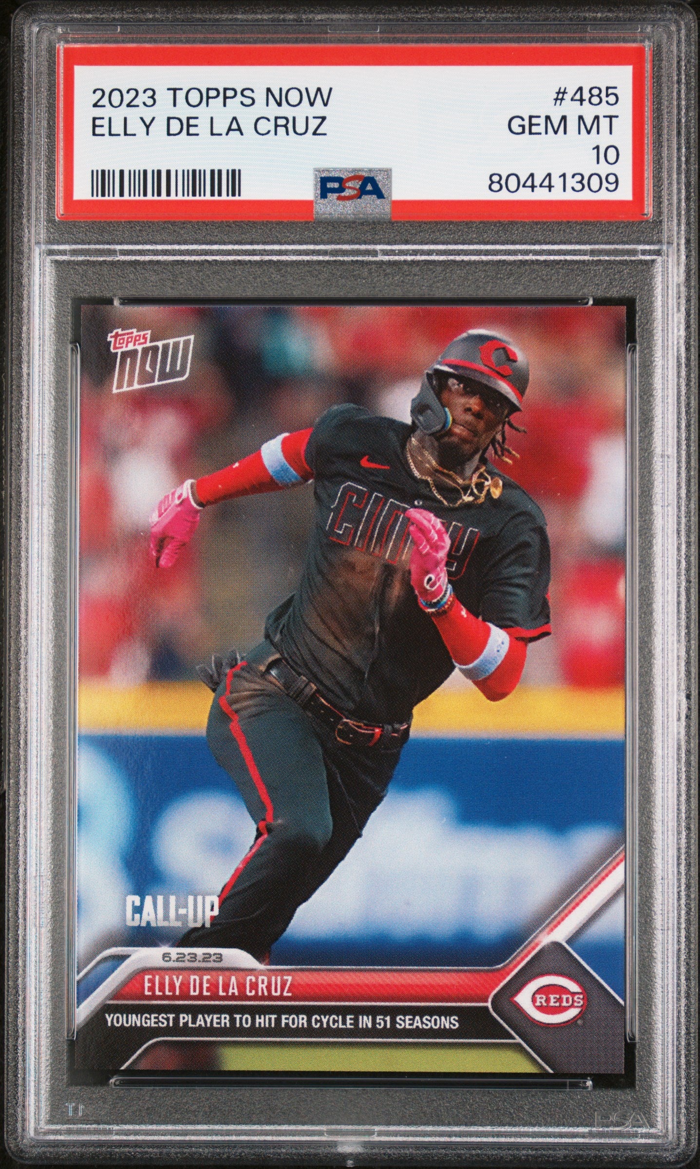 Graded 2023 Topps Now Elly De La Cruz #485 Rookie RC Baseball Card PSA 10 Gem Mint