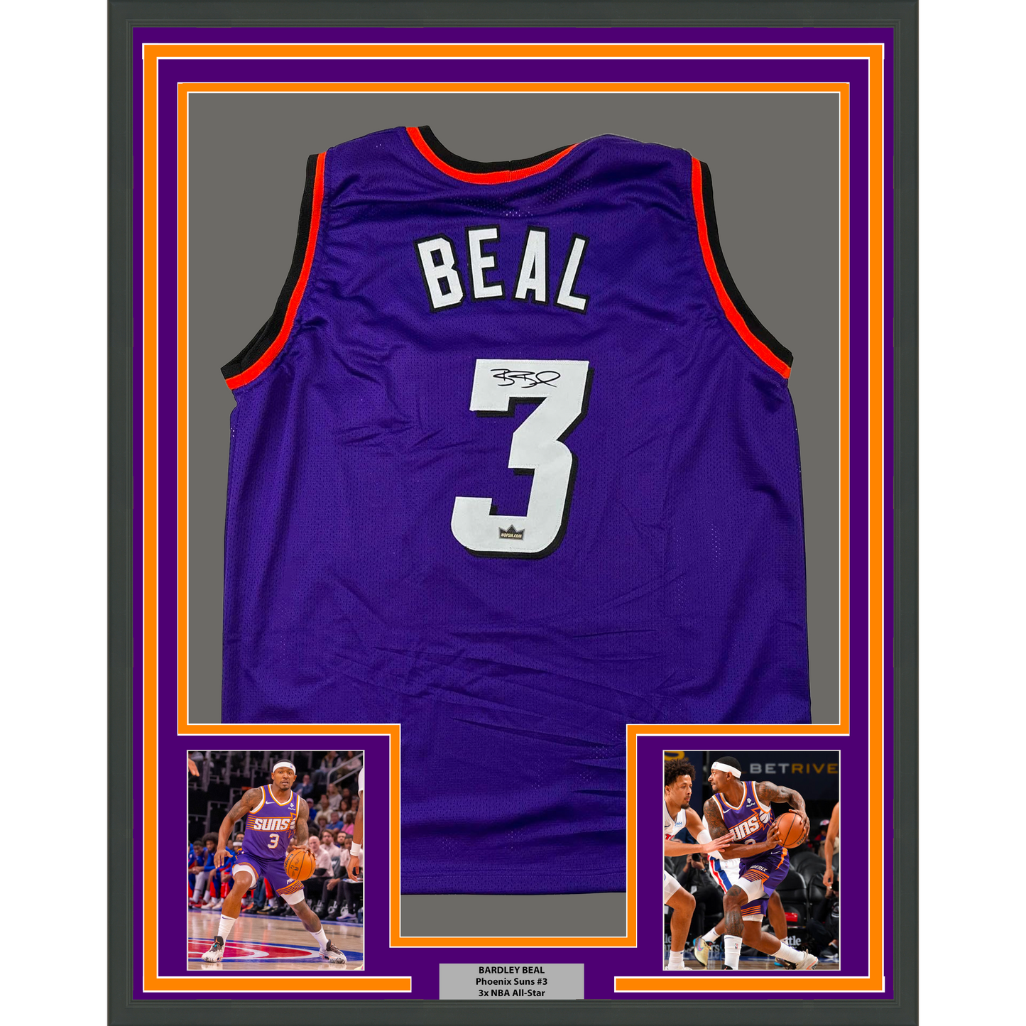 Framed Facsimile Autographed Bradley Beal 35x39 Phoenix Purple Reprint Laser Auto Basketball Jersey