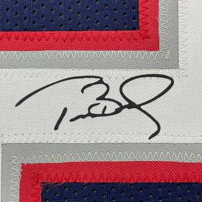 Framed Facsimile Autographed Tom Brady 35x39 New England Blue Reprint Laser Auto Football Jersey