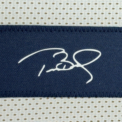 Framed Facsimile Autographed Tom Brady 35x39 Michigan White Reprint Laser Auto College Football Jersey