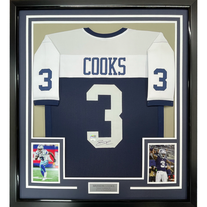 Framed Autographed/Signed Brandin Cooks 35x39 Dallas Thanksgiving Day Football Jersey JSA COA