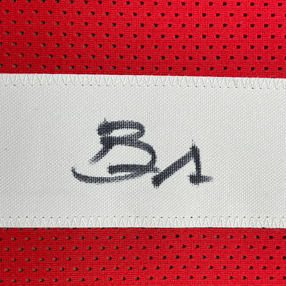 Framed Autographed/Signed Brandon Aiyuk 35x39 San Francisco Red Football Jersey JSA COA