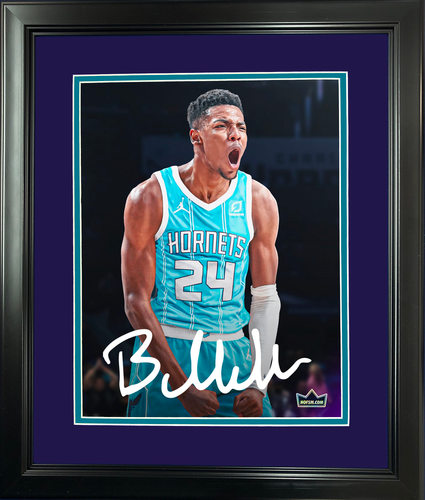 Framed Brandon Miller Facsimile Laser Engraved Signature Auto Charlotte Hornets 11"x14" Basketball Photo HOFSM Holo