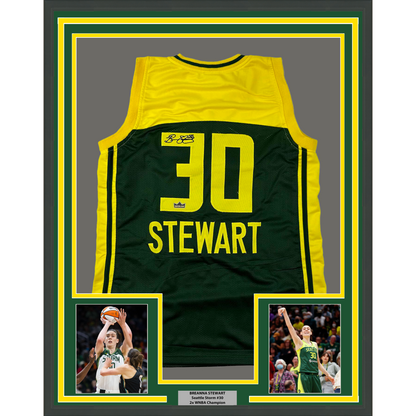 Framed Facsimile Autographed Breanna Stewart 35x39 Seattle Green Reprint Laser Auto Basketball Jersey