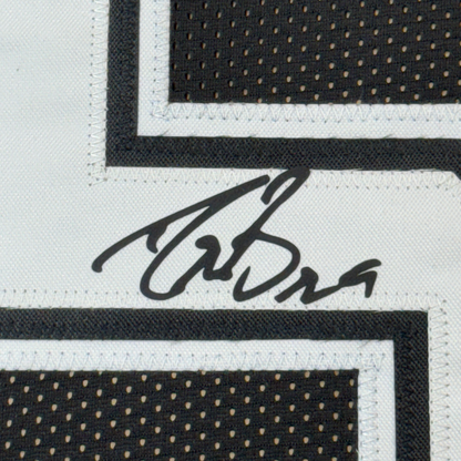 Framed Facsimile Autographed Drew Brees 35x39 Purdue Black Reprint Laser Auto College Football Jersey Size Men's XL