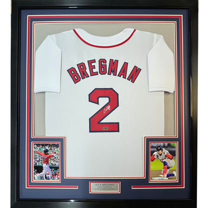 Framed Facsimile Autographed Alex Bregman 35x39 Boston White Reprint Laser Auto Baseball Jersey