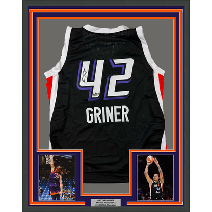 Framed Facsimile Autographed Brittney Griner 35x39 Phoenix Black Reprint Laser Auto Basketball Jersey