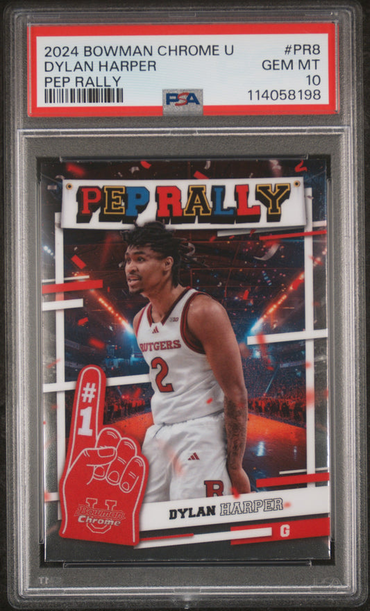 Graded 2024 Topps Bowman U Chrome Dylan Harper #PR8 Pep Rally Rookie RC Basketball Card PSA 10 Gem Mint