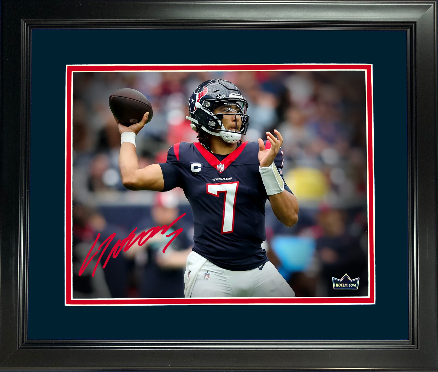 Framed C.J. Stroud Facsimile Laser Engraved Signature Auto Houston Texans 11"x14" Football Photo HOFSM Holo
