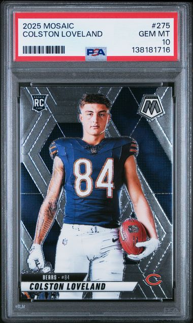 Graded 2025 Panini Mosaic Colston Loveland #275 Variation Rookie RC Football Card PSA 10 Gem Mint