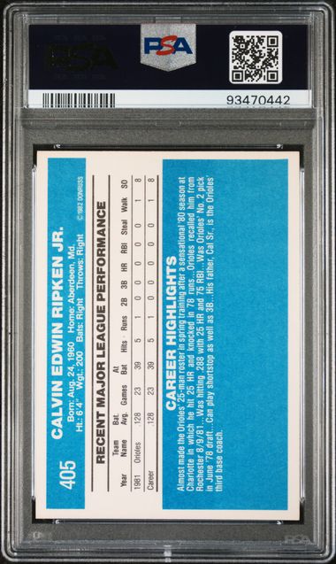 Graded 1982 Donruss Cal Ripken Jr. #405 Rookie RC Baseball Card PSA 6 EX-MT