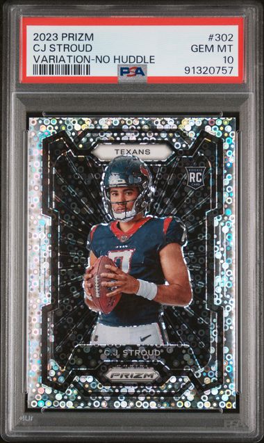 Graded 2023 Panini Prizm CJ Stroud #302 Variation No Huddle Rookie RC Football Card PSA 10 Gem Mint