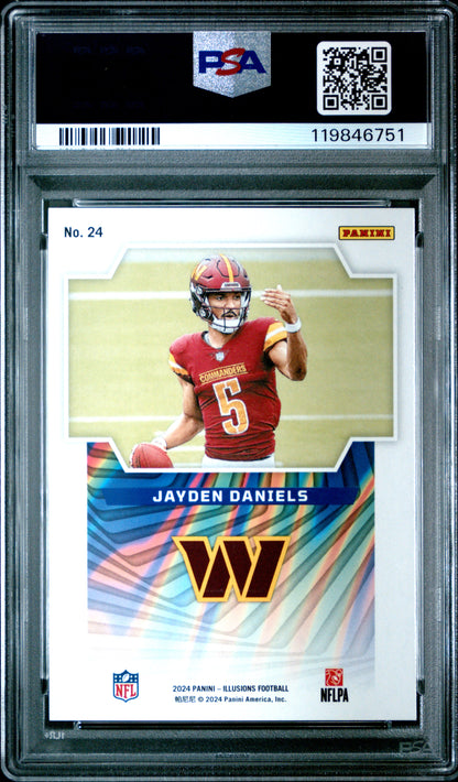 Graded 2024 Panini Illusions Jayden Daniels #24 Game Magicians Rookie RC Football Card PSA 10 Gem Mint