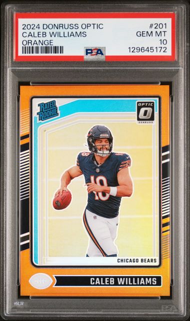 Graded 2024 Panini Donruss Optic Caleb Williams #201 /249 Orange Rookie RC Football Card PSA 10 Gem Mint
