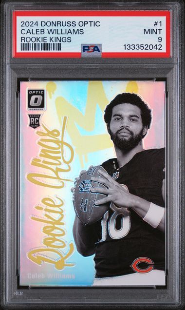 Graded 2024 Panini Donruss Optic Caleb Williams #1 Rookie Kings Rookie RC Football Card PSA 9 Mint