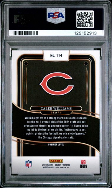 Graded 2024 Panini Select Caleb Williams #114 Rookie RC Football Card PSA 10 Gem Mint