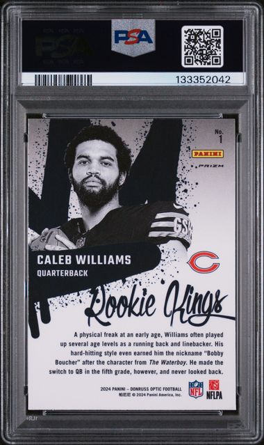 Graded 2024 Panini Donruss Optic Caleb Williams #1 Rookie Kings Rookie RC Football Card PSA 9 Mint