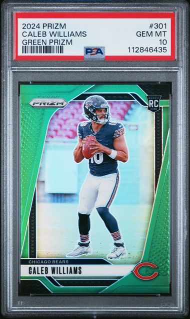 Graded 2024 Panini Prizm Caleb Williams #301 Green Prizm Rookie RC Football Card PSA 10 Gem Mint