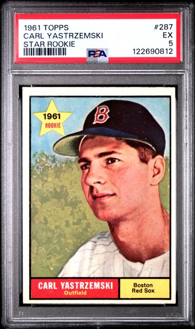 Graded 1961 Topps Carl Yastrzemski #287 Star Rookie 2nd Year Baseball Card PSA 5 Excellent