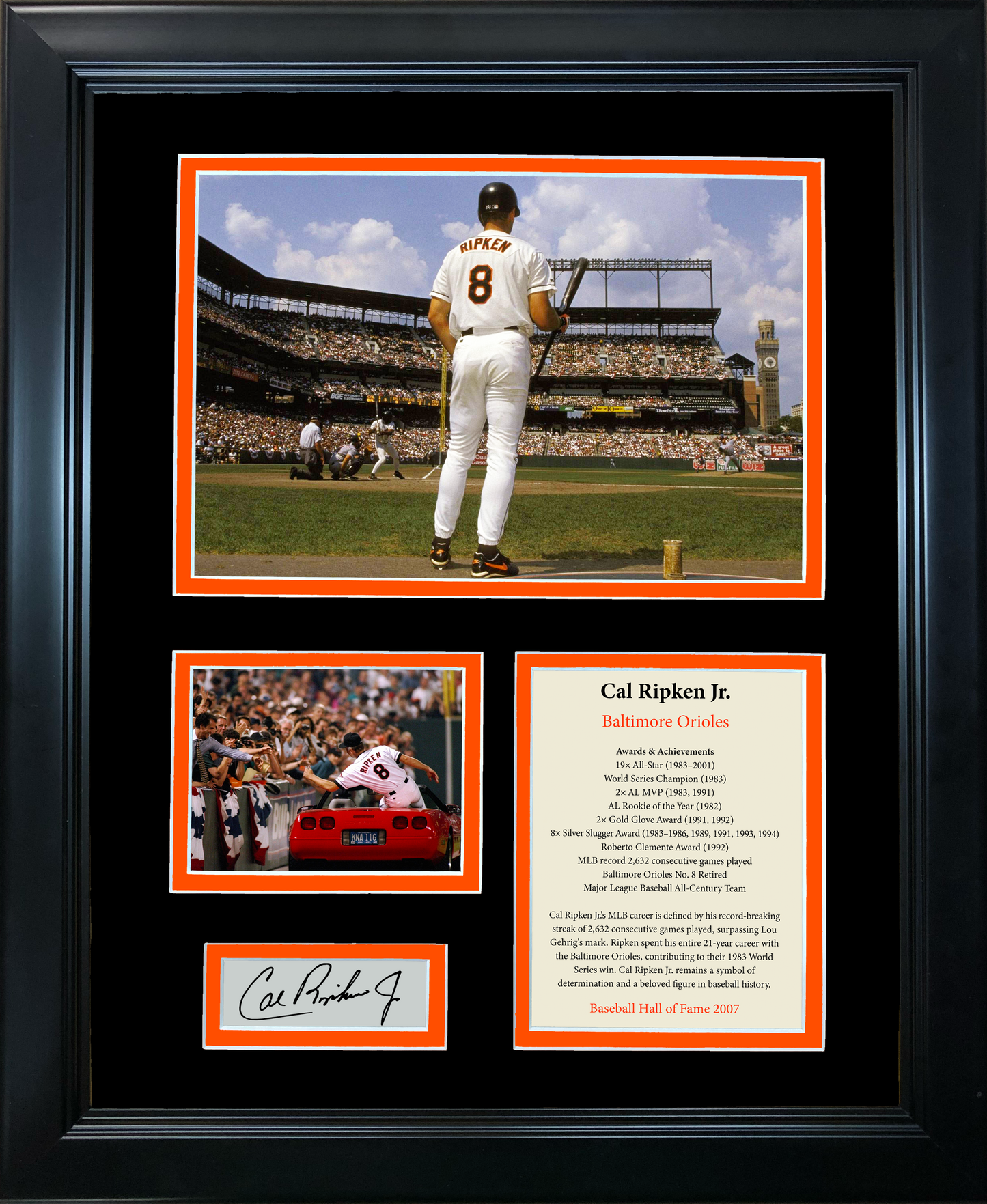 Framed Cal Ripken Jr. Hall of Fame Facsimile Laser Engraved Signature Auto 11"x14" Baseball Photo Sig Collage