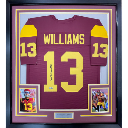 Framed Facsimile Autographed Caleb Williams 35x39 USC Maroon Reprint Laser Auto College Football Jersey