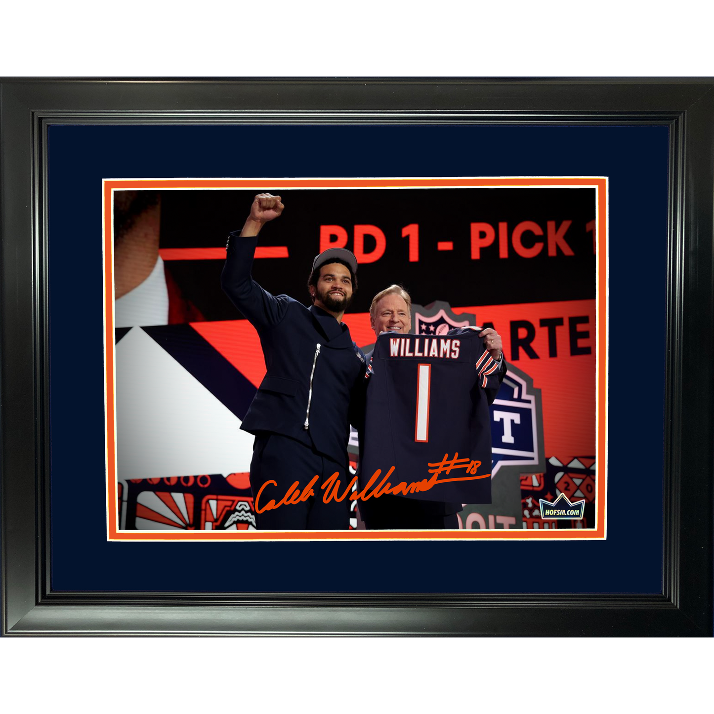 Framed Caleb Williams Draft Chicago Bears Facsimile Laser Engraved Signature Auto 11"x14" Football Photo HOFSM Holo