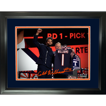 Framed Caleb Williams Draft Chicago Bears Facsimile Laser Engraved Signature Auto 11"x14" Football Photo HOFSM Holo