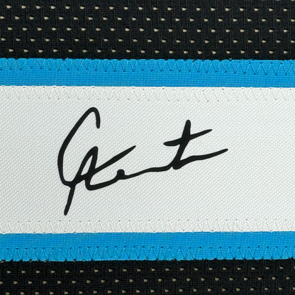 Framed Facsimile Autographed Cam Newton 35x39 Carolina Black Reprint Laser Auto Football Jersey