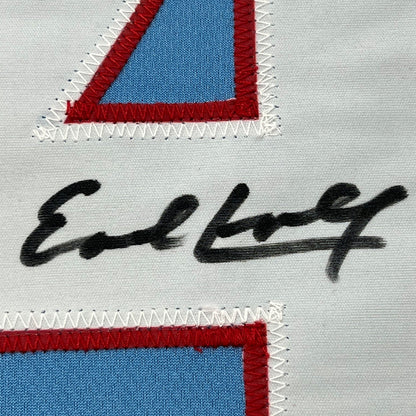 Framed Autographed/Signed Earl Campbell 35x39 Houston Blue Football Jersey JSA COA
