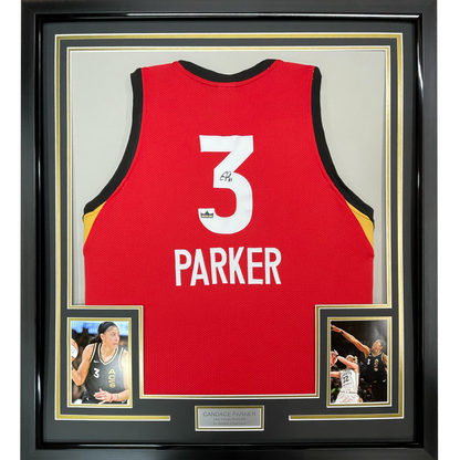 Framed Facsimile Autographed Candace Parker 35x39 Las Vegas Red Reprint Laser Auto Basketball Jersey