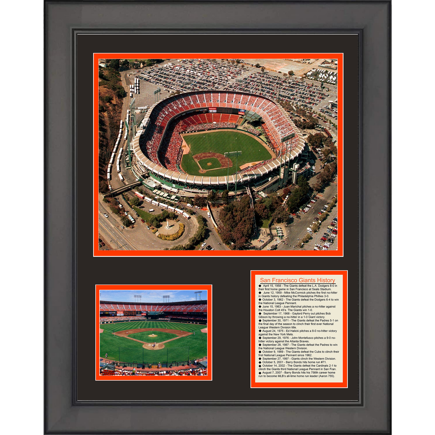 Framed Candlestick Ballpark San Francisco Giants Baseball Moments 11"x14" Three Photo Collage