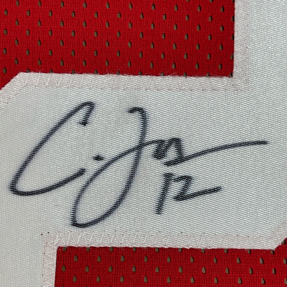 Framed Autographed/Signed Cardale Jones 35x39 Ohio State Red College Football Jersey JSA COA