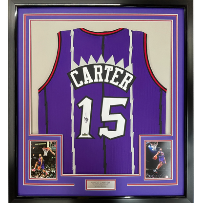 Framed Facsimile Autographed Vince Carter 35x39 Toronto Purple Reprint Laser Auto Basketball Jersey