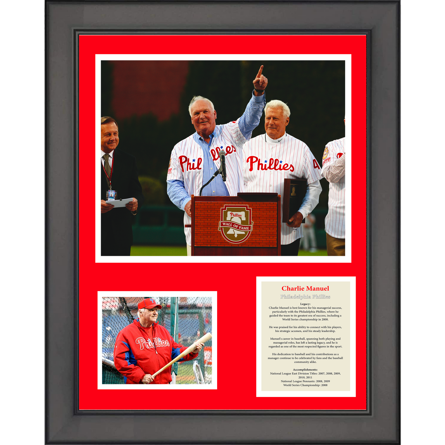 Framed Charlie Manuel Philadelphia Phillies 11"x14" Baseball Three Photo Collage