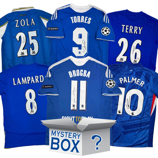 Chelsea F.C. Autographed/Signed Soccer Jersey Mystery Box with PSA JSA or Beckett COA
