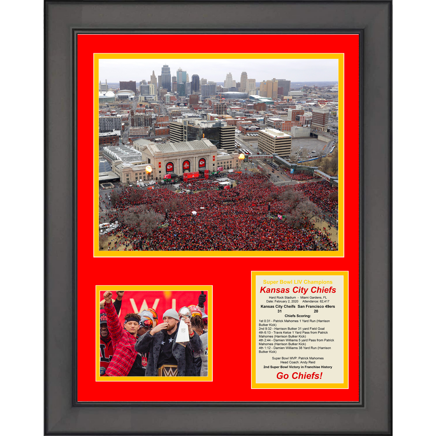 Framed Kansas City Chiefs 2019 Parade 11"x14" Football Three Photo Collage