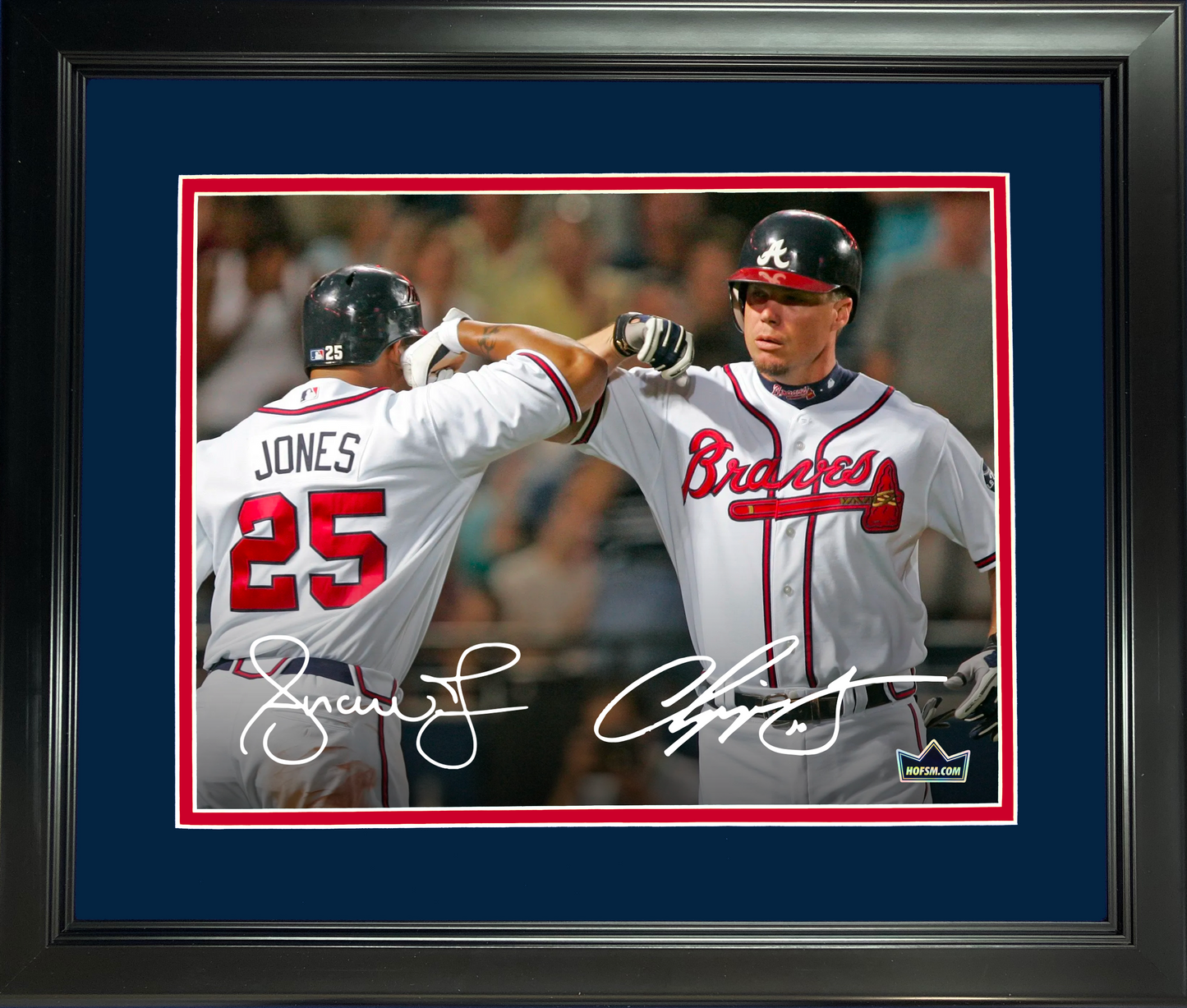 Framed Chipper Jones & Andruw Jones Dual Facsimile Laser Engraved Signature Auto Atlanta Braves 11"x14" Baseball Photo HOFSM Holo