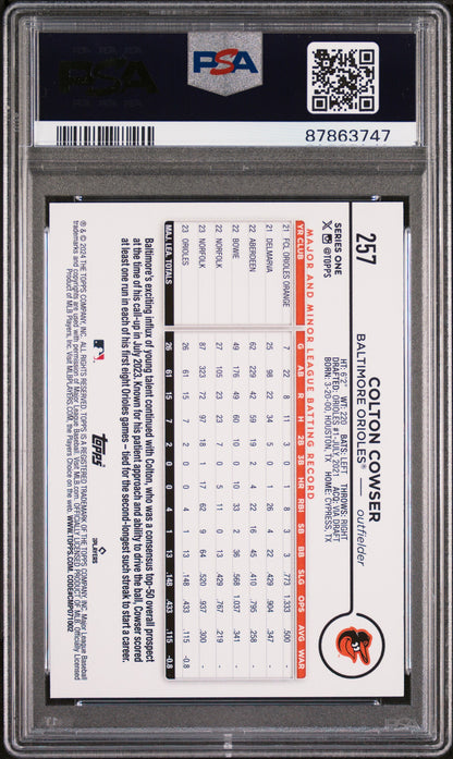 Graded 2024 Topps Colton Cowser #257 Rookie RC Baseball Card PSA 10 Gem Mint