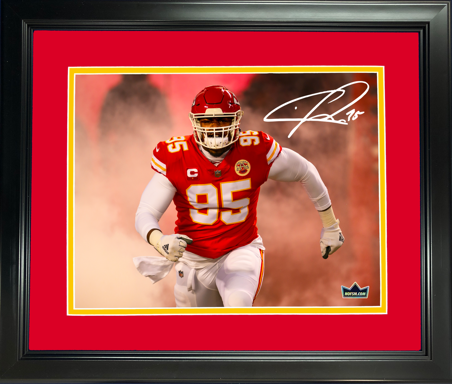 Framed Chris Jones Kansas City Chiefs Facsimile Laser Engraved Signature Auto 11"x14" Football Photo HOFSM Holo