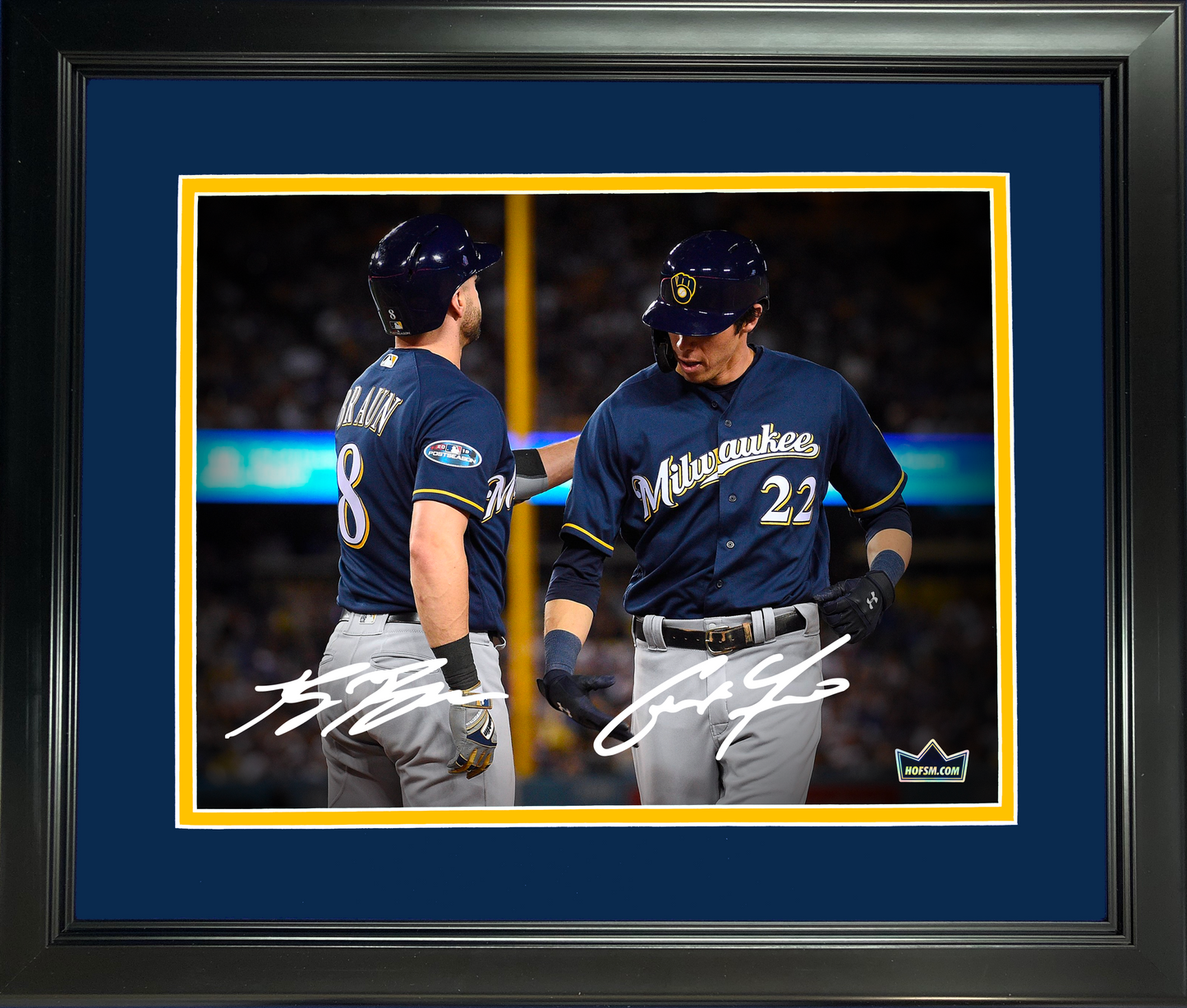 Framed Christian Yelich & Ryan Braun Milwaukee Brewers Dual Facsimile Laser Engraved Signature Auto 11"x14" Baseball Photo HOFSM Holo