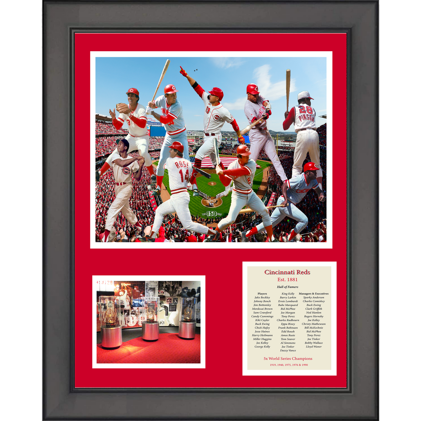 Framed Cincinnati Reds All-Time Greats Legends 11"x14" Baseball Three Photo Collage